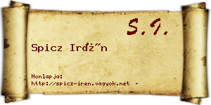 Spicz Irén névjegykártya